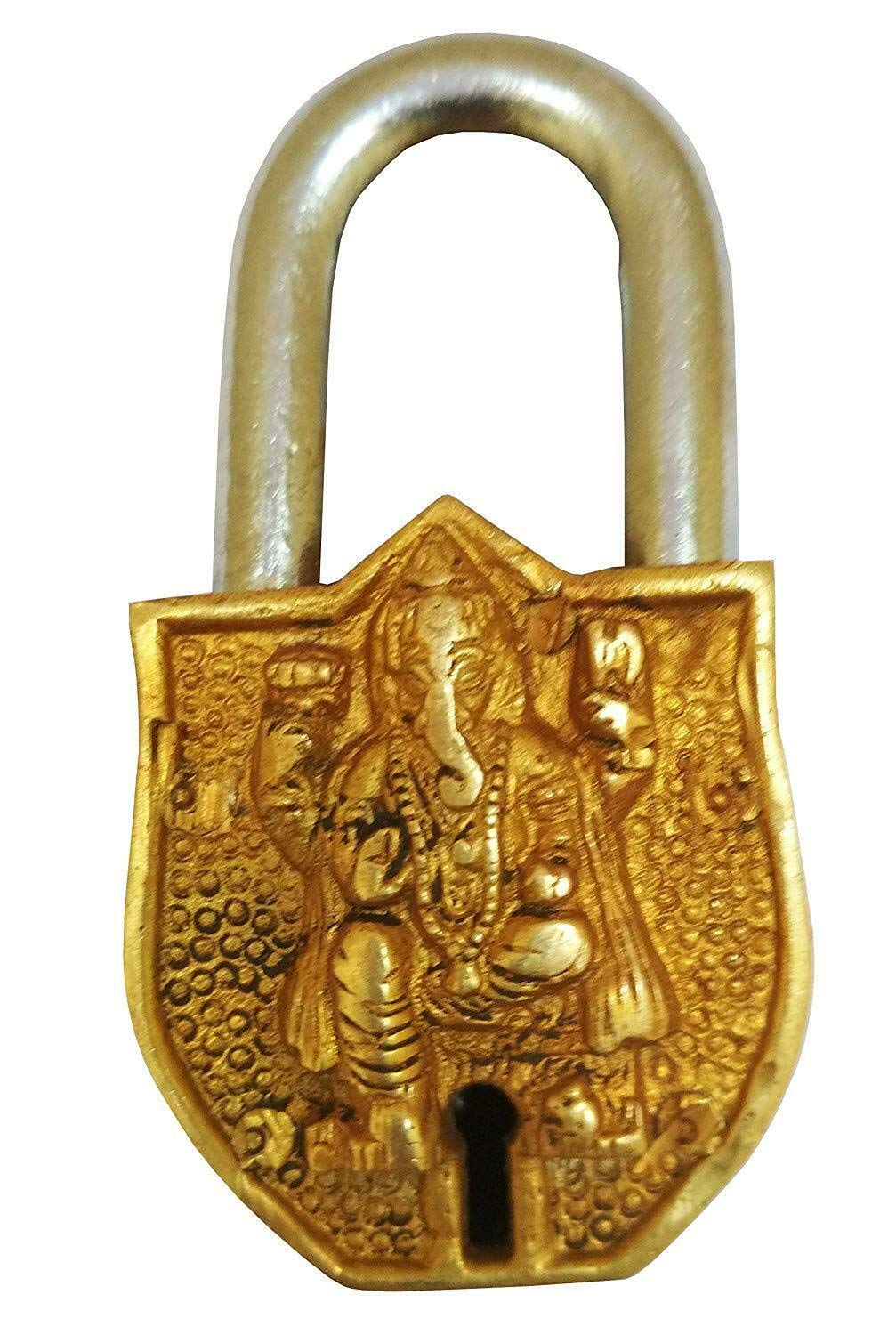 Lucchetto Decorativo In Ottone Con Ganesh - Chiusura Antica Con Chiave Per Porte - Foto 11