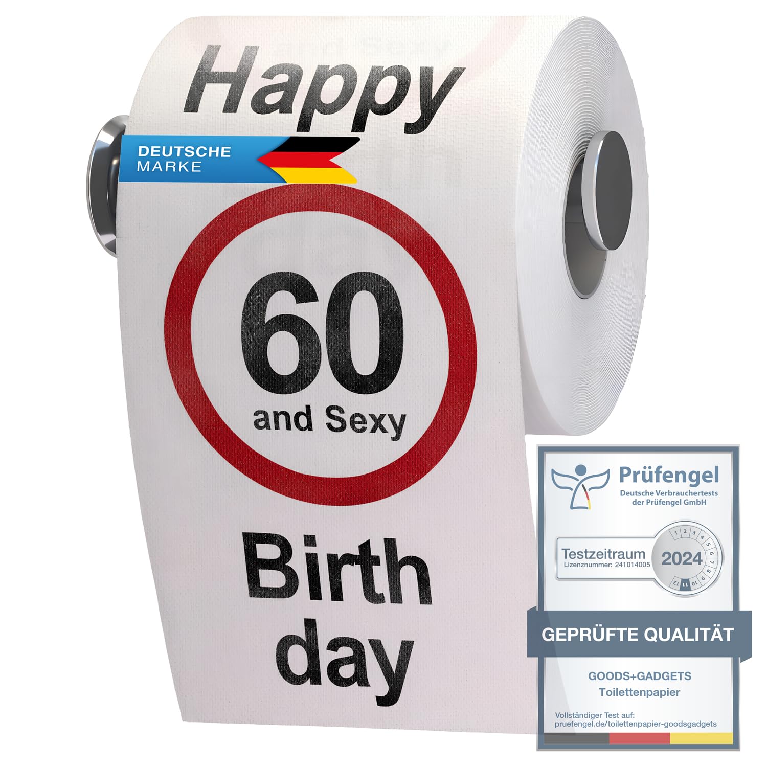 GOODS+GADGETS Lustiges Fun Klopapier zum 60. Geburtstag Toilettenpapier Geschenkartikel Geburtstags-Dekoration 60 und Sexy!