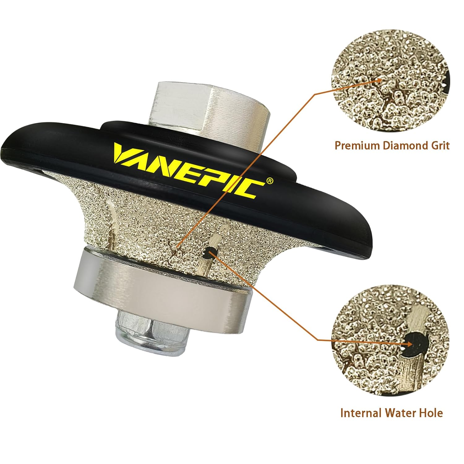 1/2 inch B13 Diamond Demi bullnose Half Bullnose Profile Wheel Diamond Hand Profiler Router bit with 5/8-11 Thread for Grinder Polisher Granite Marble Concrete and Countertop Edge