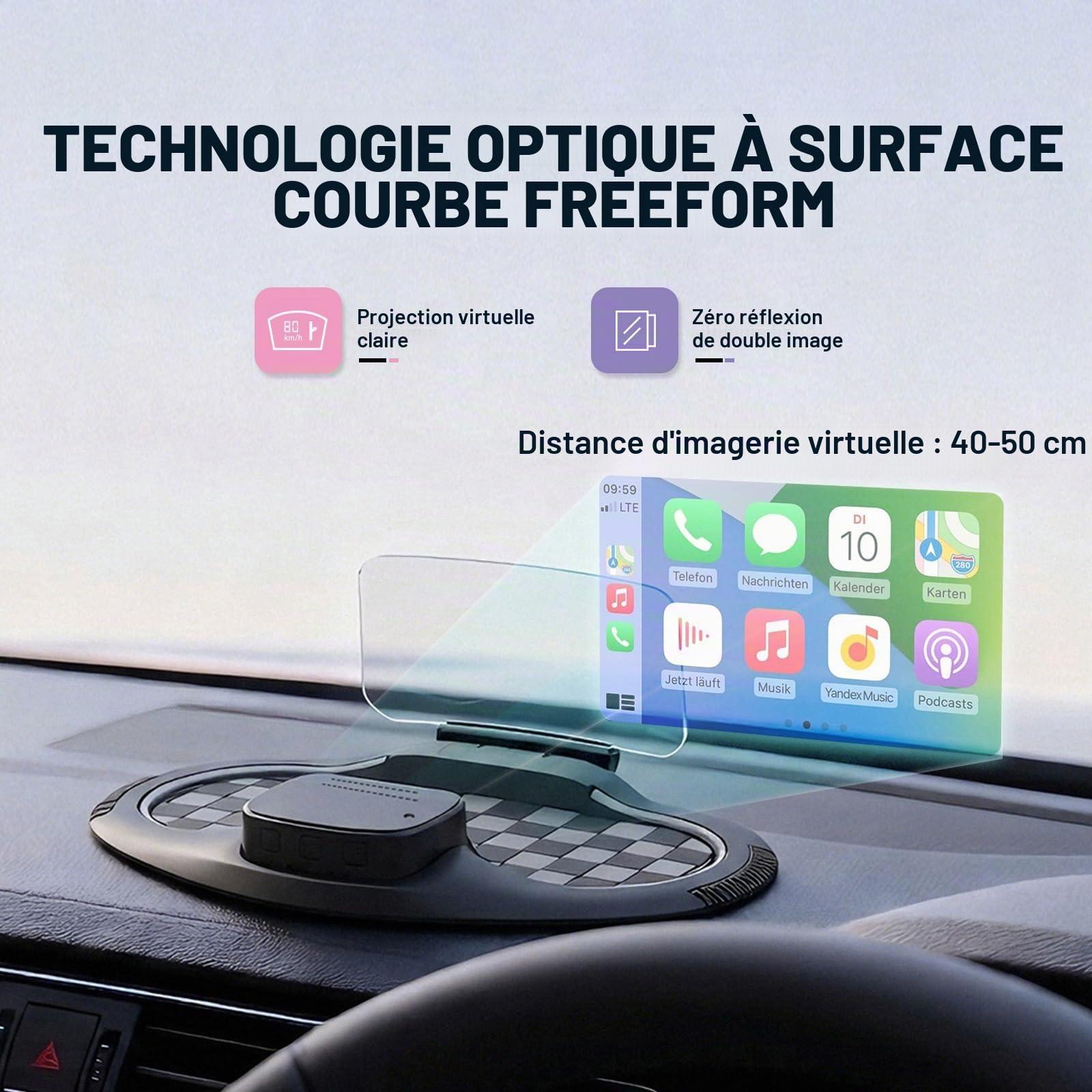 VIVIHUD HUD GPS V5 Ultra Head Up Display Pare-brise Projecteur Compteur de Vitesse avec CarPlay Android Auto Diagnostics Indicateur de Vitesse Plug & Play Navigation OBD Tableau de Bord Voiture