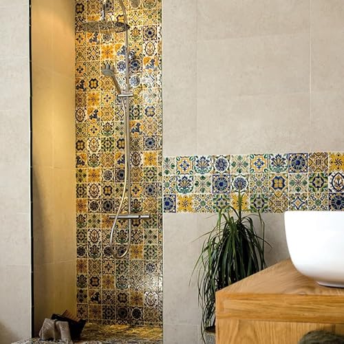 Set of 9 Decorative Ceramic Tiles – Hand Painted Indoor & Outdoor – Spanish Artisan Top Kitchen – Mediterranean Decorative Tilles 3.94x3.94"" / One Tile – Durable Colorful – 140 g each (Mediterranean) Set of 9 Decorative Ceramic Tiles – Hand Painted Indoor & Outdoor – Spanish Artisan Top Kitchen – Mediterranean Decorative Tilles 3.94x3.94"" / One Tile – Durable Colorful – 140 g each (Mediterranean)