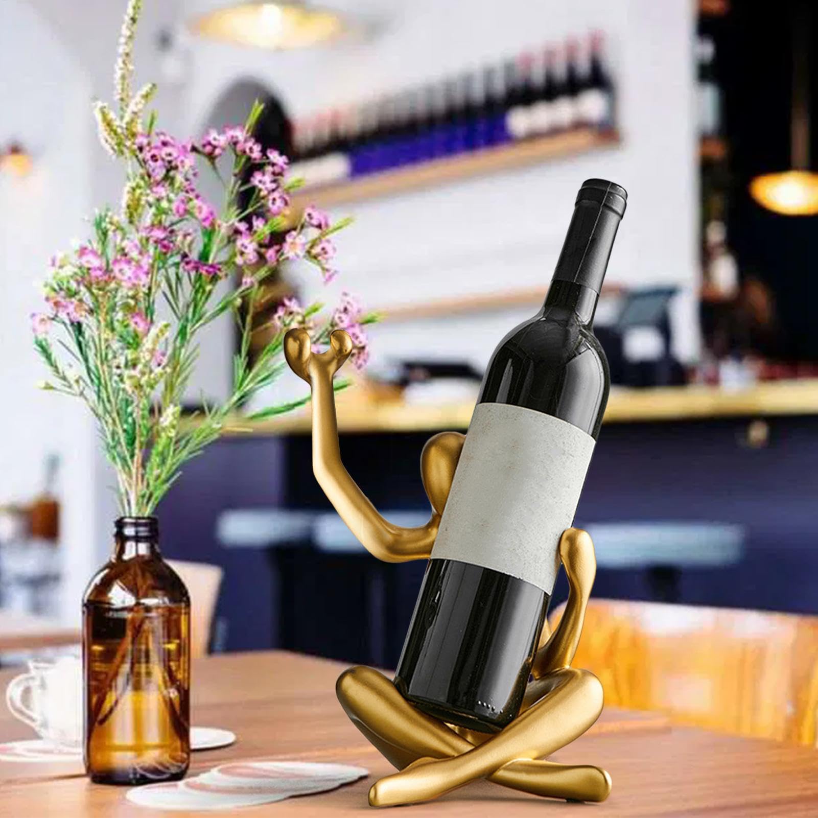 Soporte para botellas de vino simple, encimera de soporte de vino