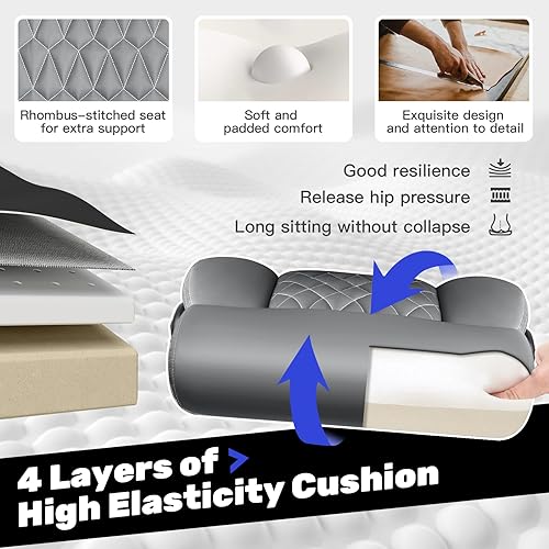 Miniatura 7 de Silla ejecutiva de oficina de respaldo alto - Escritorio ergonómico para computadora con función de balanceo, de cuero para gerencia