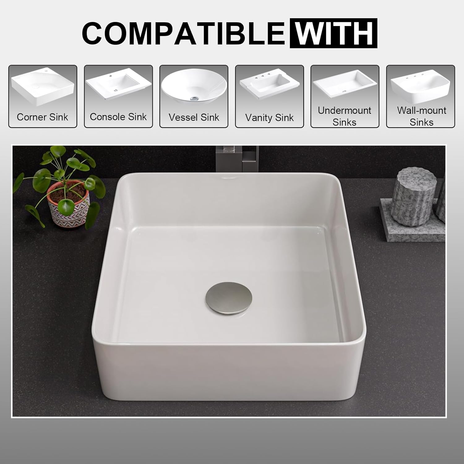 Bathroom Sink Drain Pop Up, Vessel Sink Pop Up Drain, Brushed Nickel Finish Without Overflow