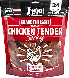 Jeffers Chicken Jerky Dog Treats 24 oz Bag | Grain Free High Protein Soft Chewy Pet Snacks | USA Made Natural Chicken Breast Tender for Dogs, Puppies, Training, Rewards, Healthy Treats - 1 Pack