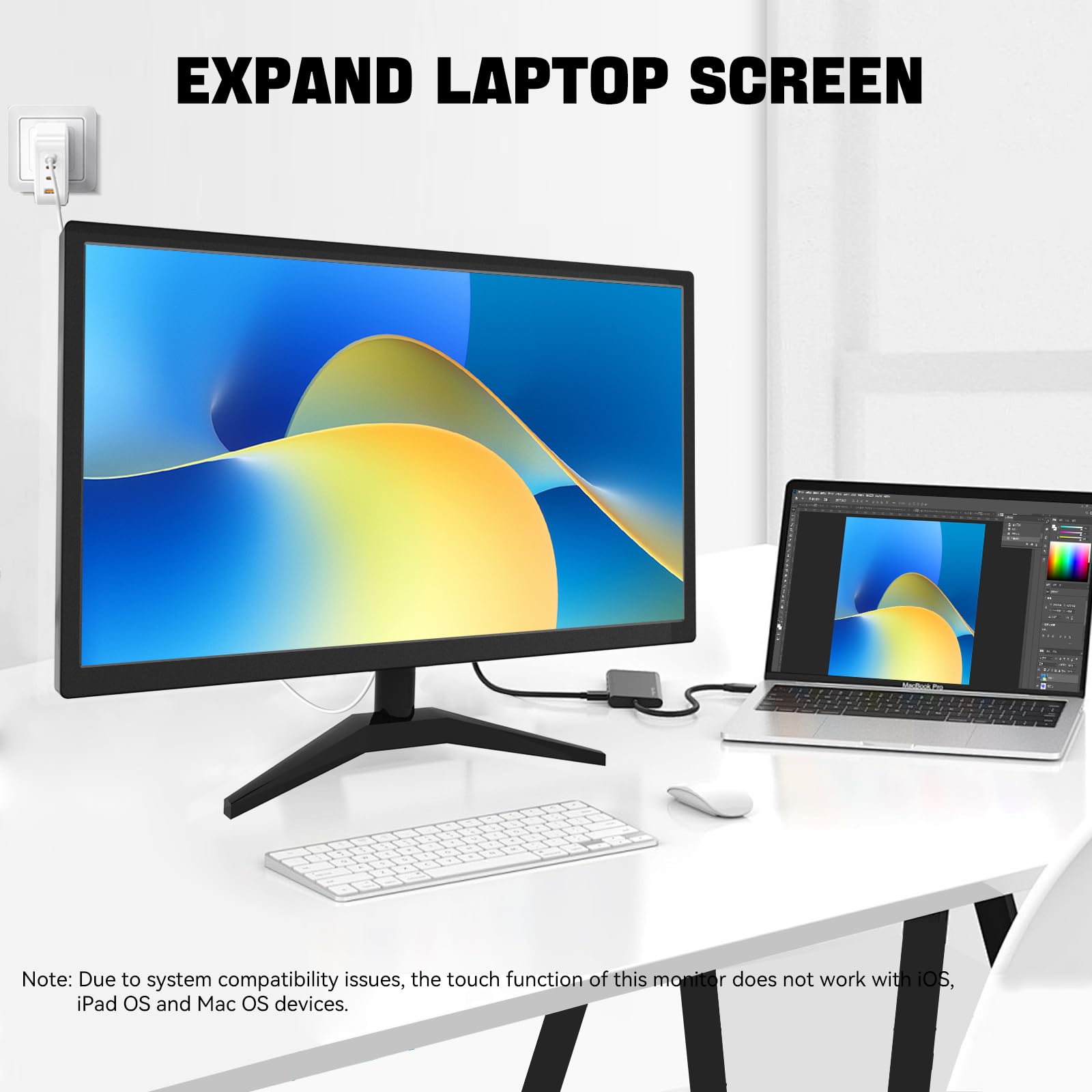 Monitor touchscreen da 22 pollici FHD 1920 x 1080P IPS PC, display touch a 10 punti con porte USB HDMI VGA, altoparlanti integrati, montaggio VESA