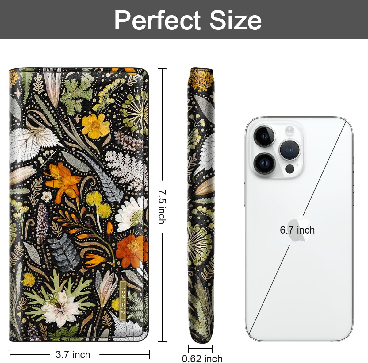 Ultra Slim Womens Wallet Minimalist Thin Long Leather Bifold Wallet RFID Blocking Card Holder Organizer with Zipper Coin Pocket Ladies Girls Gift Purse, Dried Flowers - Image 3