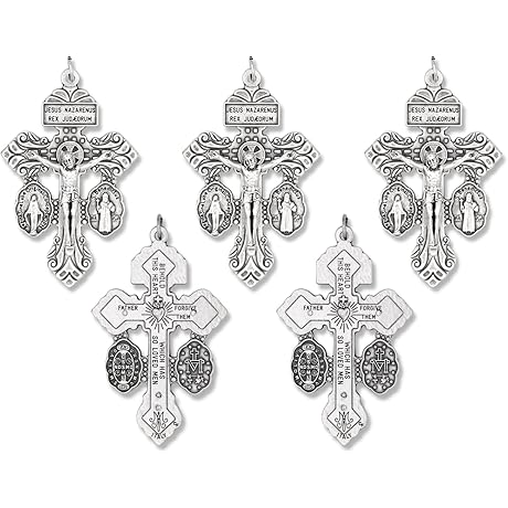 Caritas et Fides Pardon Crucifix with Miraculous Medal and St. Benedict Medal Set