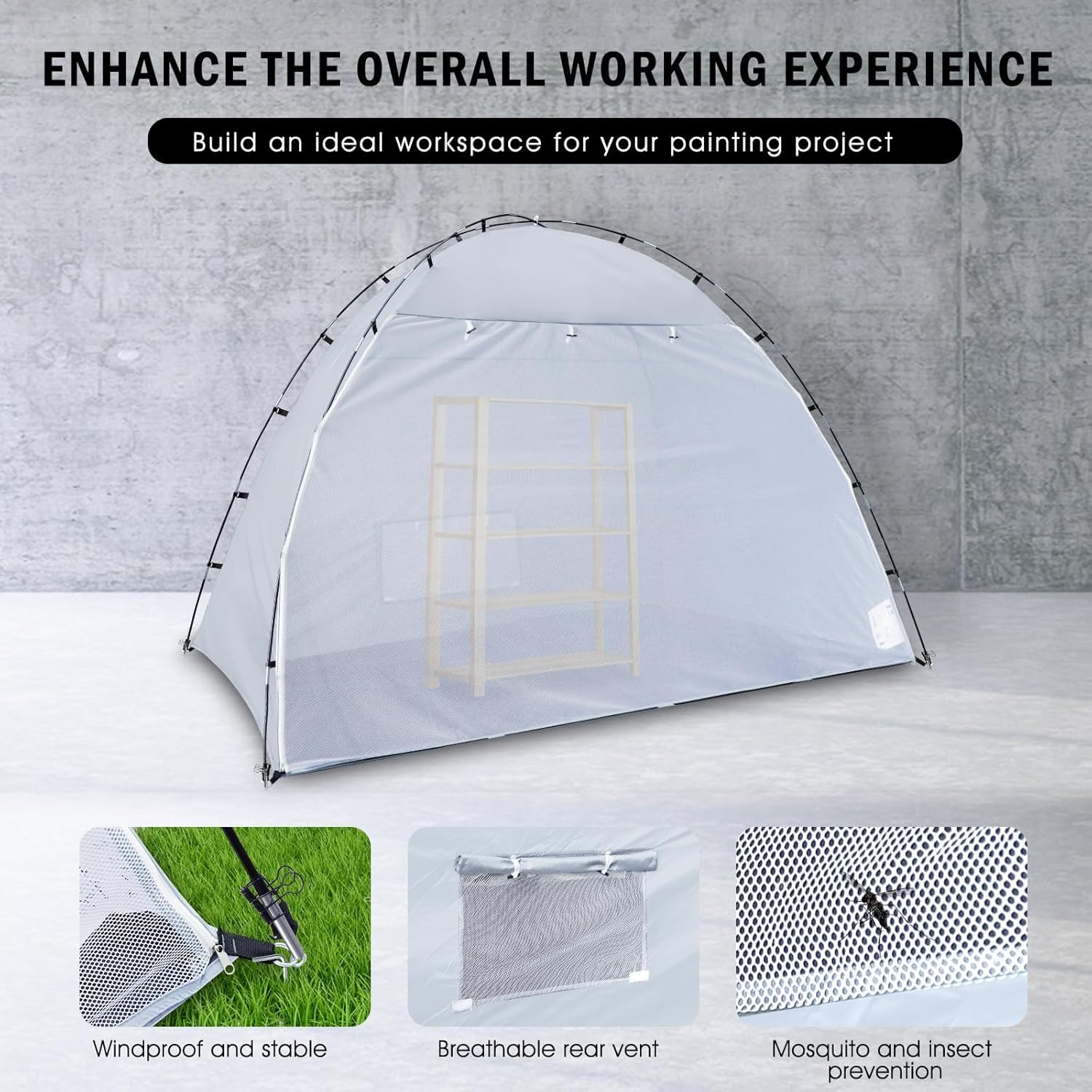 Carpa portátil para Cabina de Pintura, 300 x 183 x 200 cm, para Muebles, Refugio para Pintura en Aerosol DIY