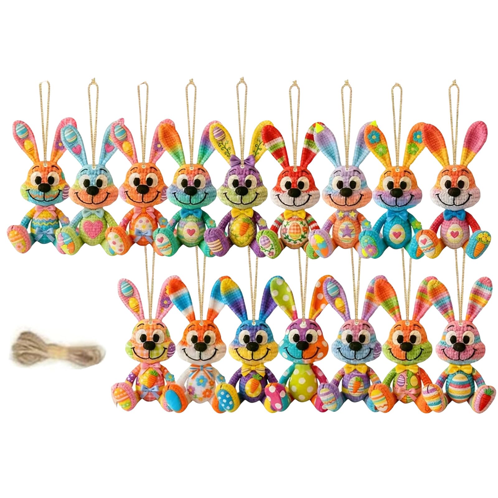 NEWFT 16Pcs Wooden Easter Hare Figure Ornament For Festival Tree Window Door Handle Decorations Festival Packaging