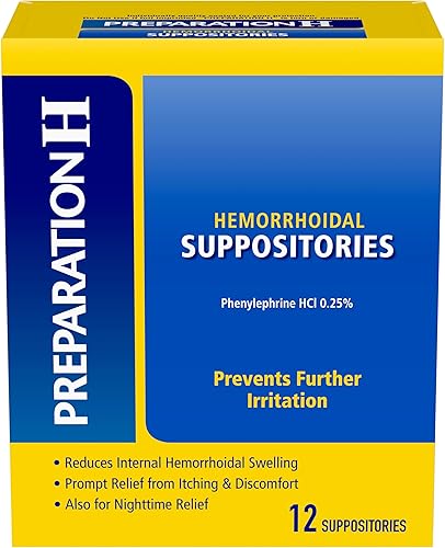 Preparation H Supositorios de hemorroides para aliviar la picazón y las molestias 12 unidades paquete de 1