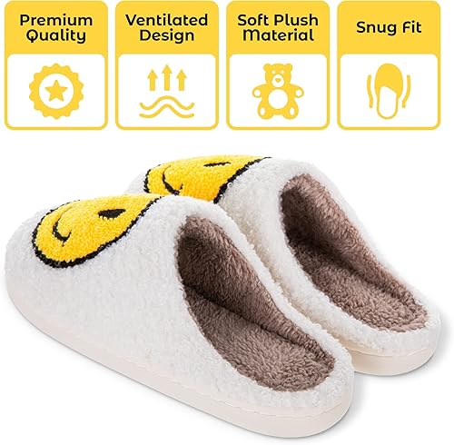 Miniatura 3 de Official Smiley Face Slippers Preppy, Warm, Fluffy, Womens Slippers Cozy Memory Foam Slipper for Home, Bathroom, Hotel HARVEY BALL U.S.A.