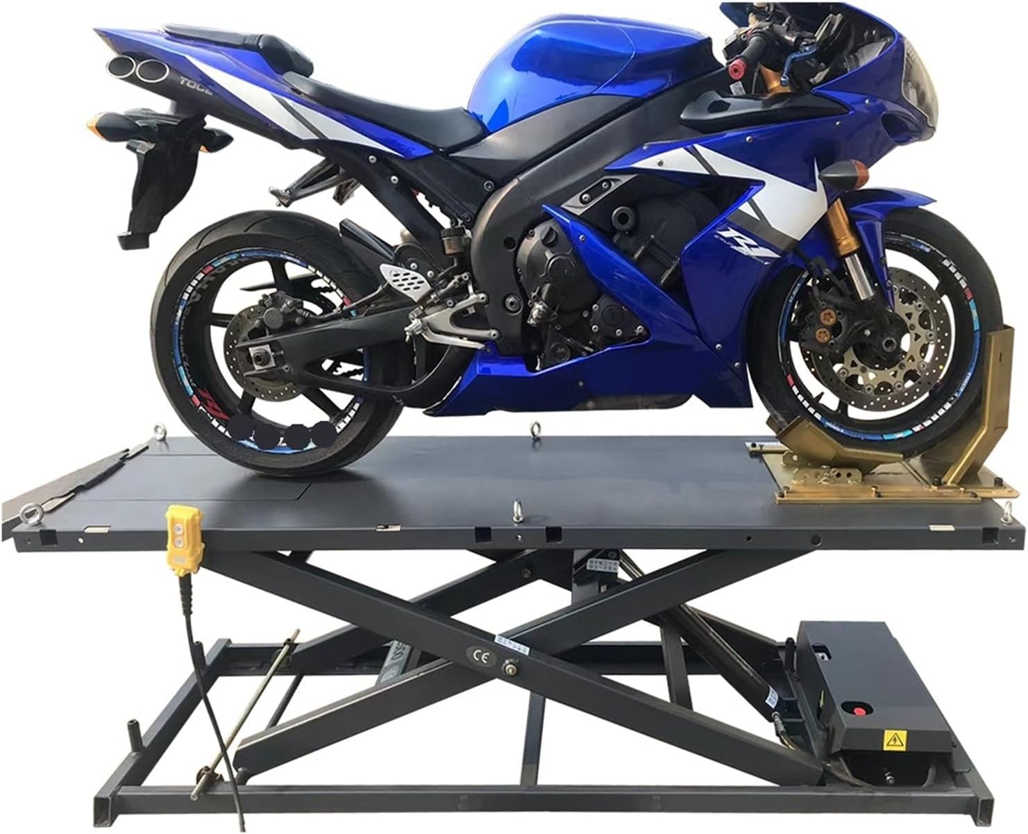 AUTENF 500 Kg Portable Motorbike Scissor Lift Table 1120 Lbs Electrical Motorcycle Car Lifter Compatible with Workshop Repairing Use with Ce