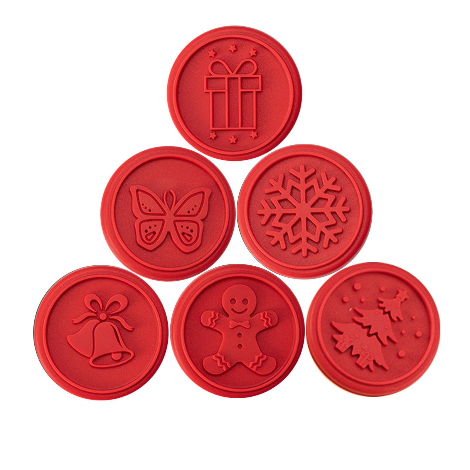CS2301A Cookie Stamps Set of 6, Colorful Silicone Cookie Stamp Press
