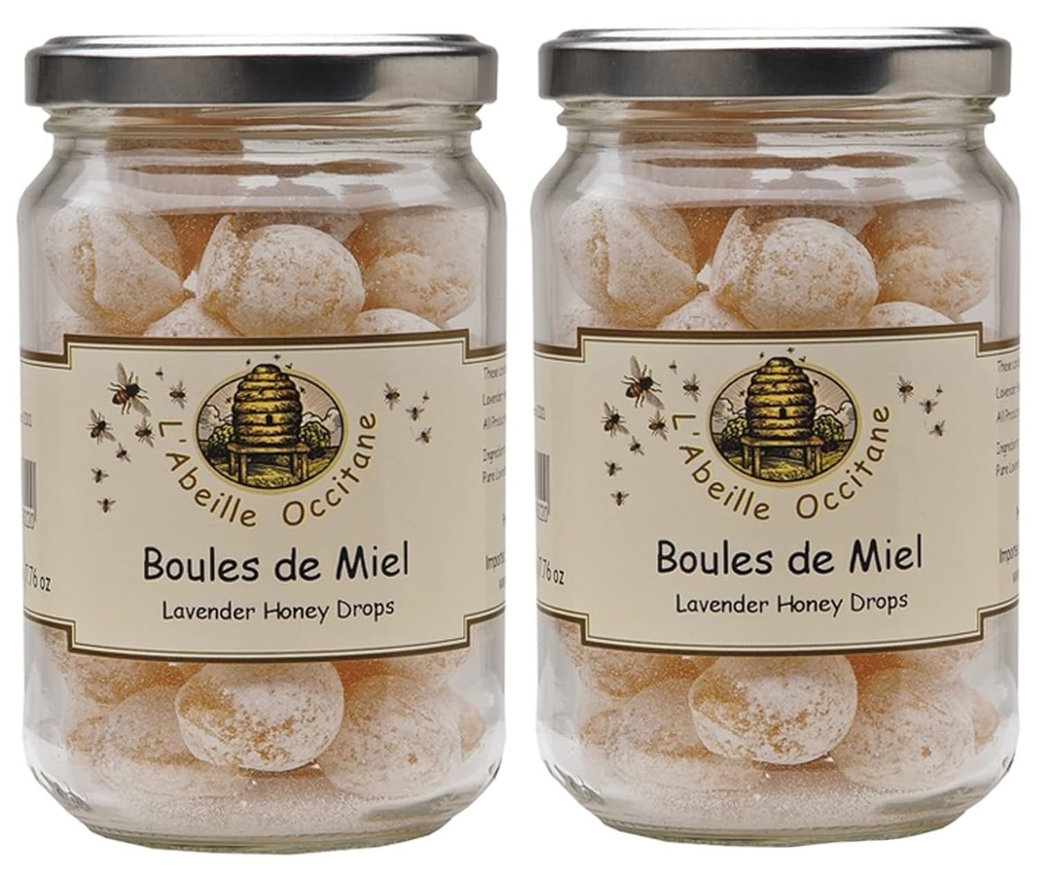 Mas des Abeilles Boules de Miel French Lavender Honey Drops 8.80-Ounce Jar (Pack of 2)