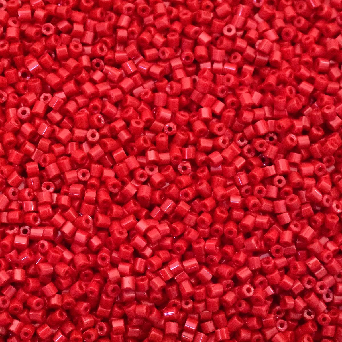 EmbroideryMaterial 10/0 (2MM) Red Preciosa Hexagon 2 Cut Glass Beads for Jewellery Making, Bracelet Making, Beads for Craft, Embroidery Work(100 Gram, 8100 Beads)
