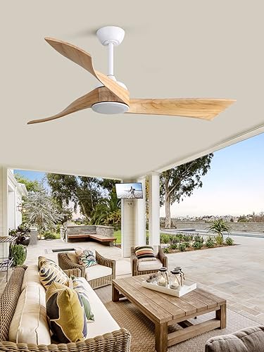 Miniatura 8 de Sofucor - Ventilador de techo sin luces y con control remoto, de 52 pulgadas, con 3 aspas y motor CC reversible y silencioso, para exteriores o para