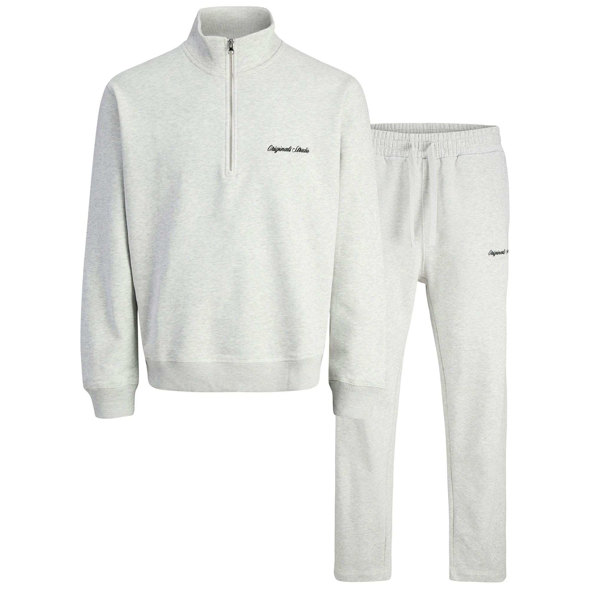 JACK & JONES Jornorrebro Emb Sweat High Neck Setpk Mp, bia?y melan?, XL
