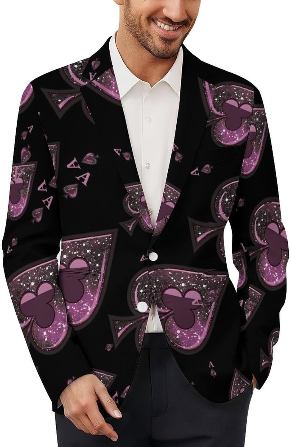Aceses Playing Poker Card Suit Jacket for Men Print Coat Jackets Dress Suits Party Wedding