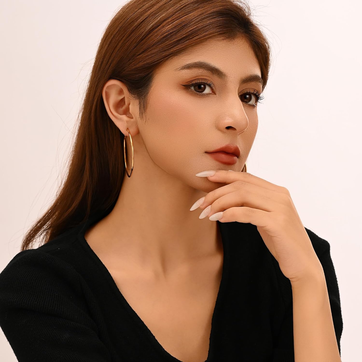 Big Gold Hoop Earrings for Women, Hypoallergenic 925 Sterling Silver Post, 14K Gold Hoops Earrings for Women, Plated Hoop Earrings Lightweight Large Silver Hoop Earrings, 30/40/50/60mm - Image 2