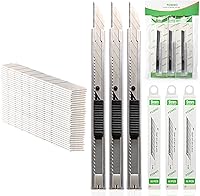 Vista 1 de FOSHIO Cuchillo utilitario retráctil con cuchilla de 30 grados desmontable de 9 mm, cortador de caja, cuchilla para corte de vinilo y papel