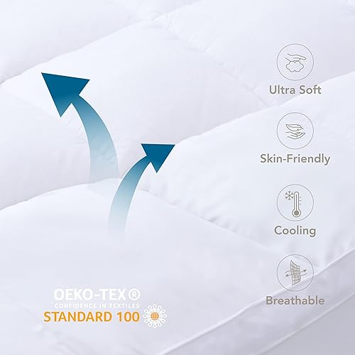 Miniatura 5 de Epitex Cubrecolchón tamaño King, extra grueso y suave, esponjoso para cama tamaño King, transpirable y de apoyo con diseño de bolsillo profundo de 8