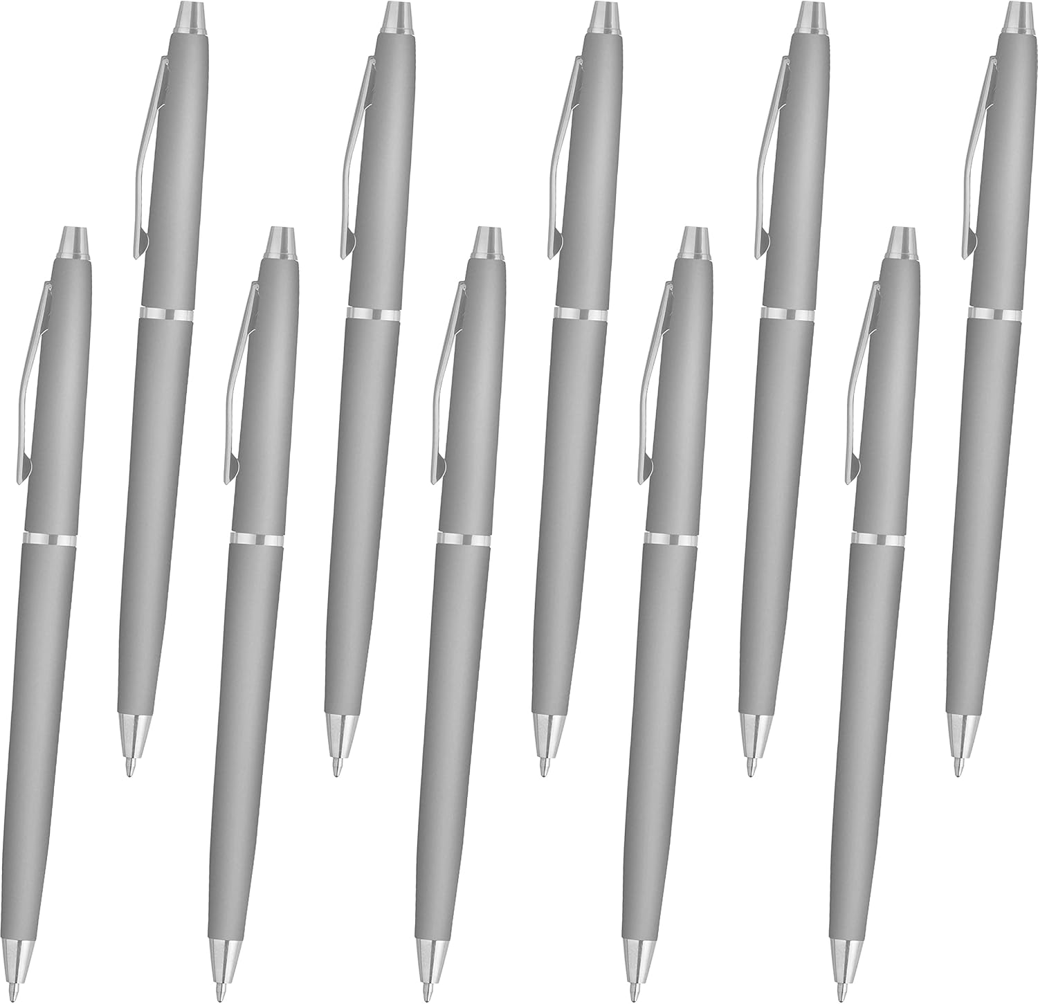 Personalized Langham Ballpoint Pens, Set of 10 by DISCOUNT PROMOS - Black Ink, Great for Office, Business, Tradeshows - Silver