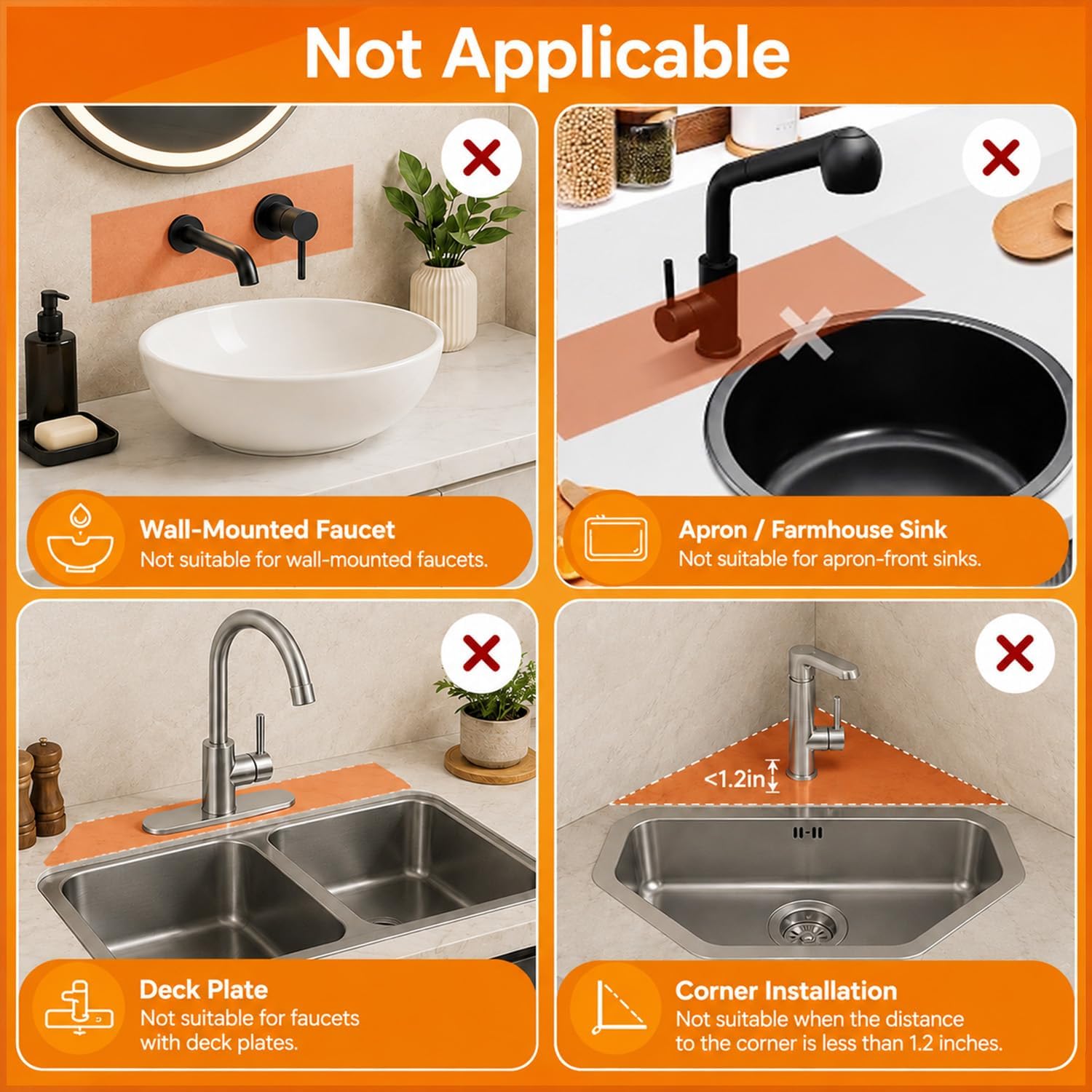 24 Inch Silicone Faucet Mat for Kitchen Sink Splash Guard, W/Sink Baffle image 3