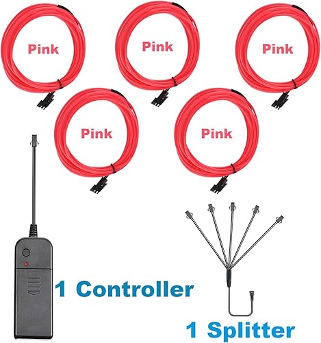 Miniatura 7 de Tira de luces de neón portátil 5 en 3.3 ft EL Wire, paquete de batería portátil, iluminación de 360, súper brillante, cortable, bricolaje