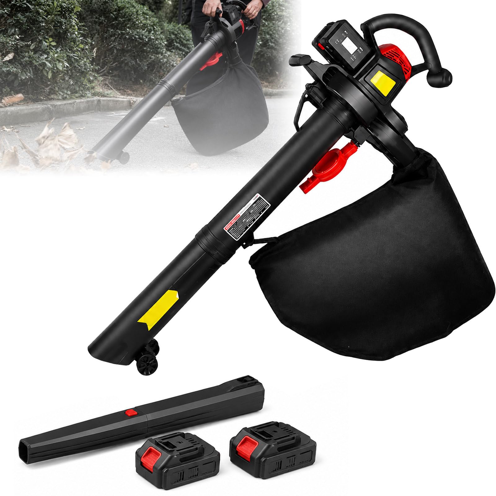 Aspirateur Souffleur Broyeur de Feuilles 3-en-1 2-Bat