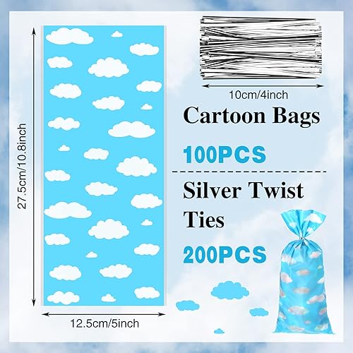Miniatura 2 de Outus 100 bolsas de regalo para fiesta de juguete, cielo azul, nubes blancas, bolsas de regalo de cielo azul, bolsas de fiesta de historias de