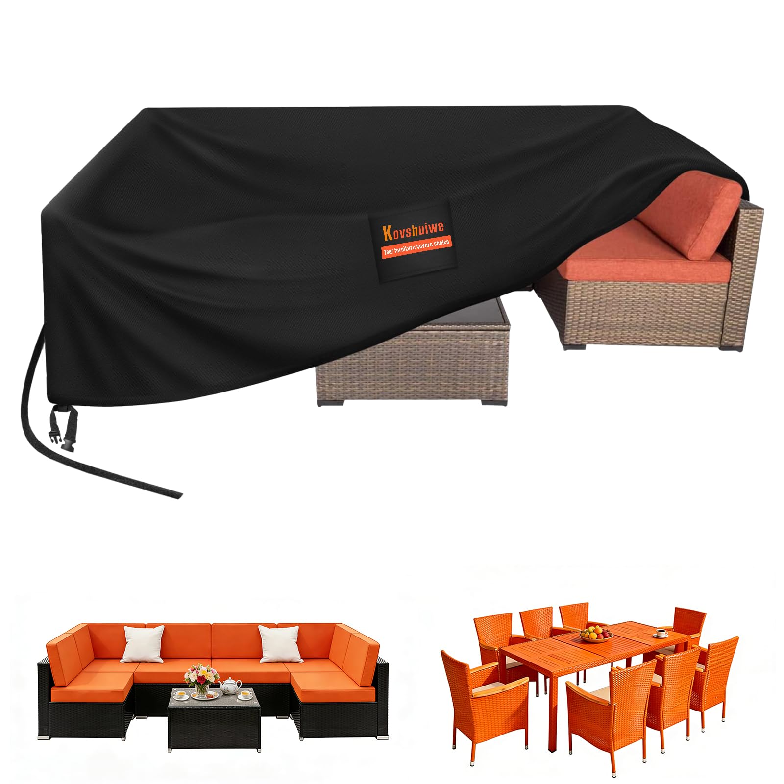 242x182x100cm Coperture per mobili da giardino, Kovshuiwe Copertura per mobili da terrazzo, impermeabile, coperture per tavolini da terrazzo, 420D, tessuto Oxford resistente, copertura per mobili in