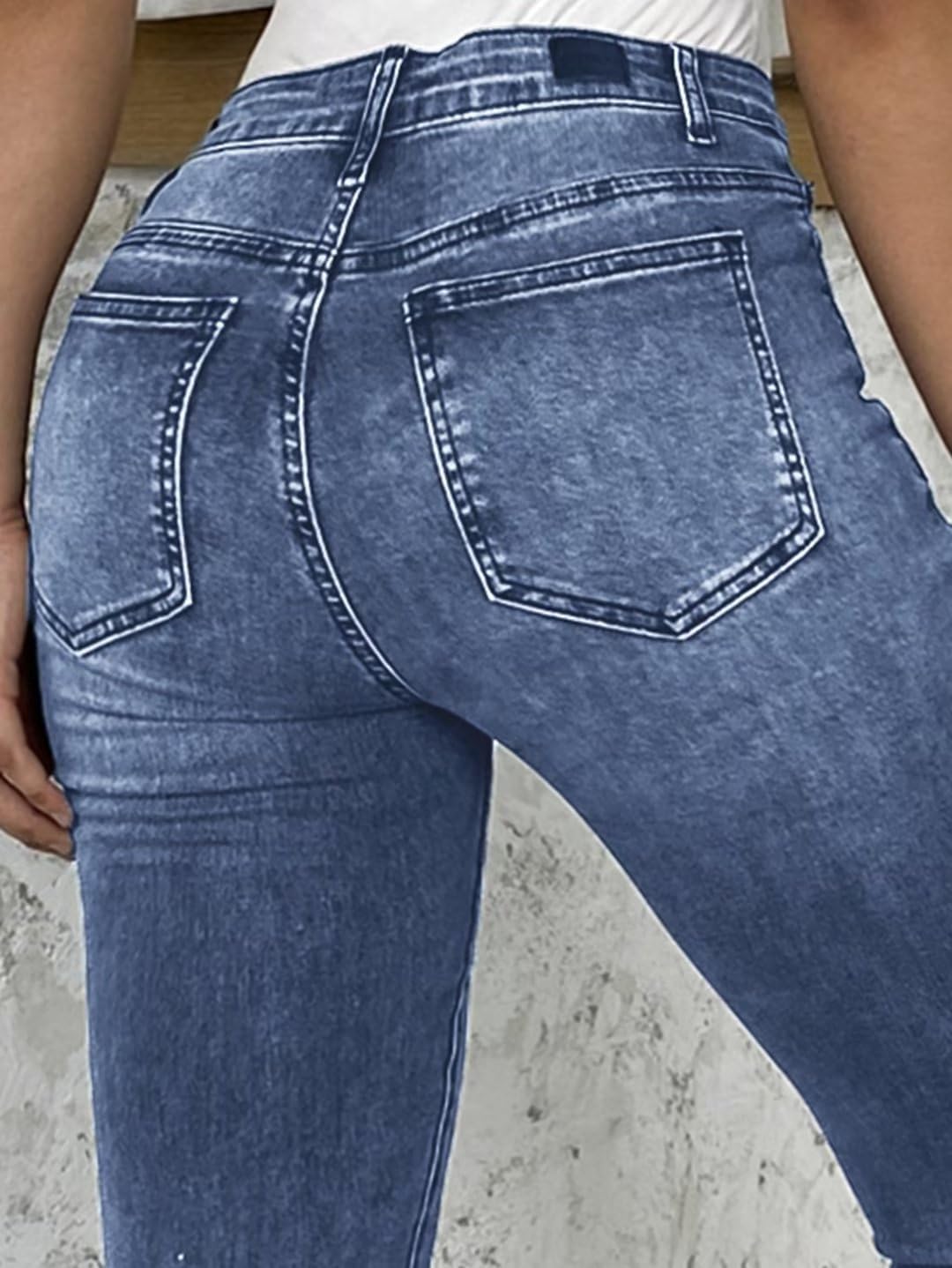 Flamingals Women's Zip Detail Skinny Leg Capris Jeans Low Waist Casual Pants - Image 5