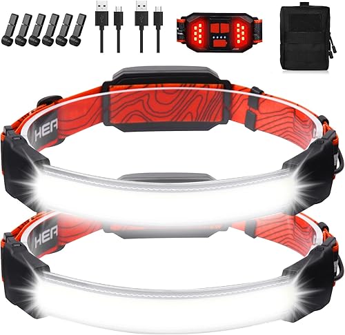 Paquete de 2 faros delanteros LED, superbrillantes de 1500 lúmenes, 6 modos, recargable por USB, con luz roja trasera (control individual),