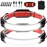 Rechargeable Headlamp,Super Bright 1500 Lumens 6 Modes Head Lamp Led Rechargeable with Tail Red Light,Wide Beam Led Headlamp Waterproof for Adults Outdoor Camping Hiking Hunting Accessories