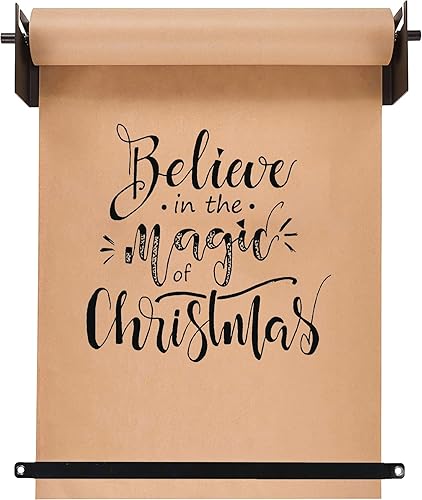 Miniatura 7 de Varsoul Dispensador y cortador de rollo de papel kraft montado en la pared de 24 pulgadas, dispensador de papel de carnicero negro, decoración de