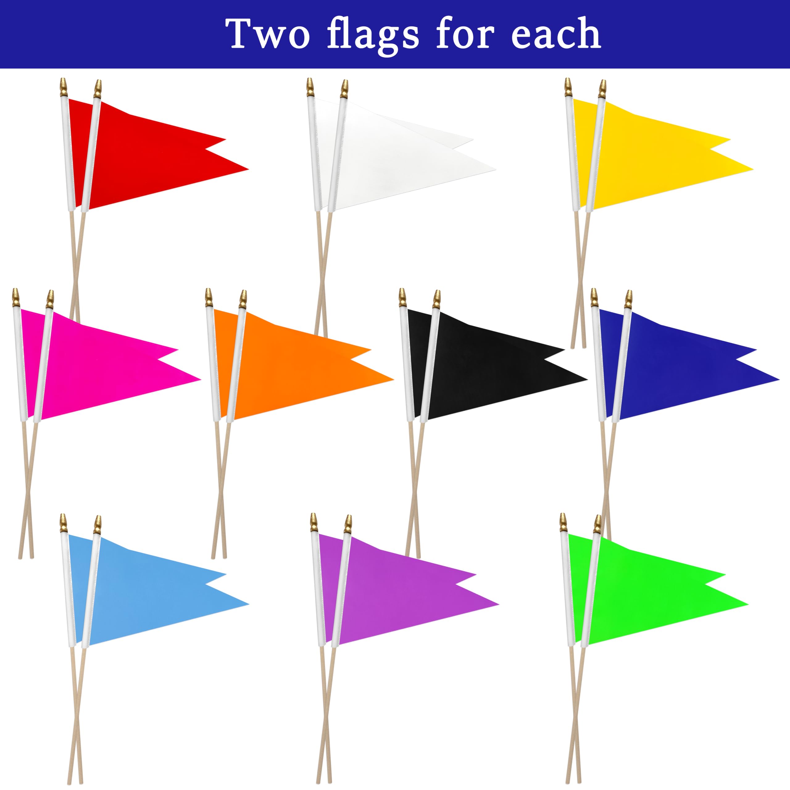 LoveVC Wimpelflaggen-Set, 12 Stück, Einfarbig, Blanko, 20,3x30,5 Cm Mit Holzstab – Für Sublimation & DIY