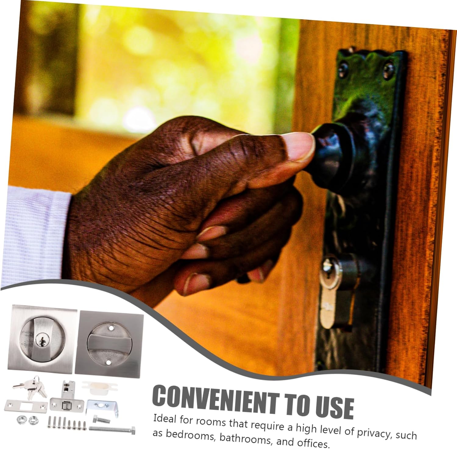 TEHAUX Modern Privacy Pocket Door Lock Key Metal Lock for Pocket DIY Installation