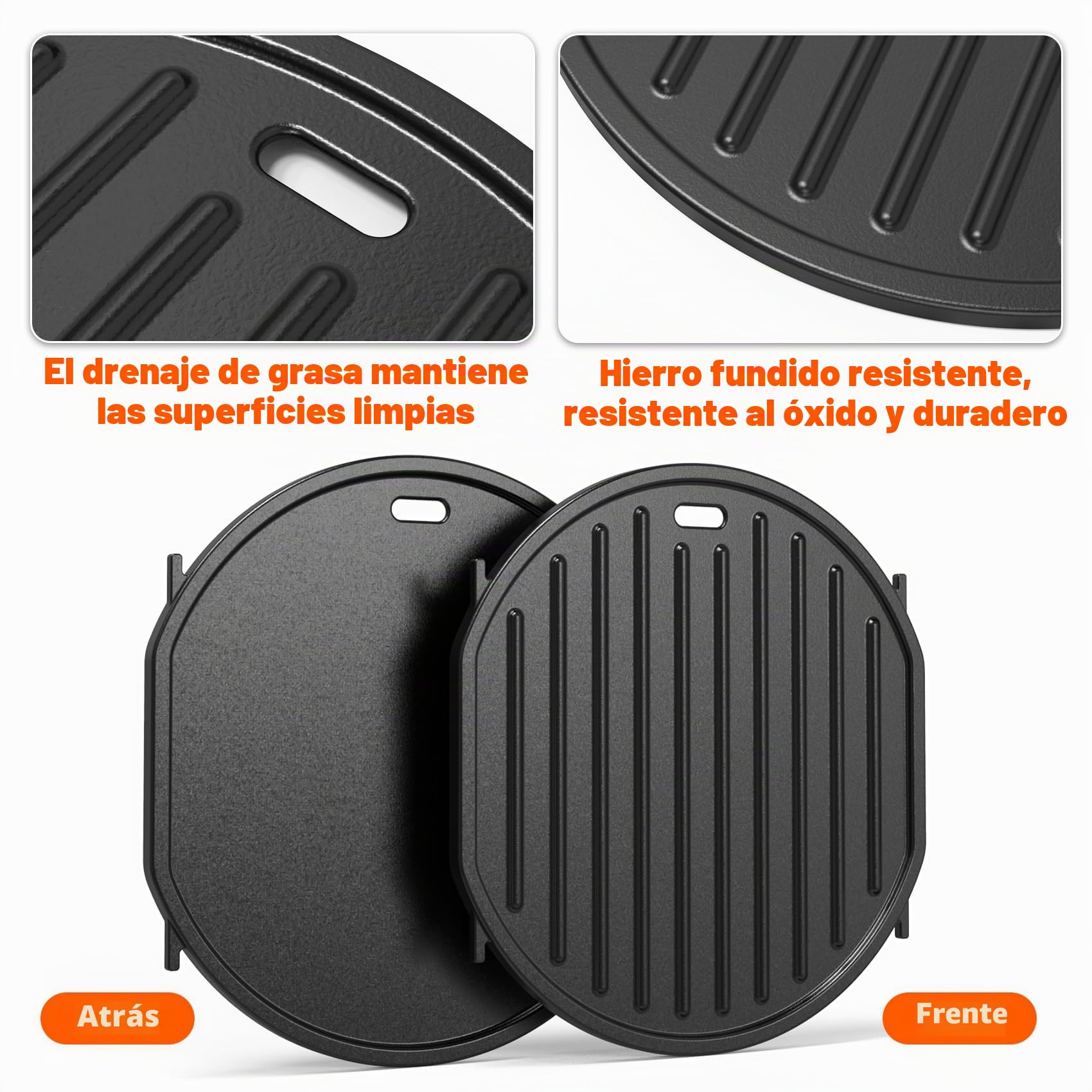 onlyfire Plancha Barbacoa de Hierro Fundido para Weber Gourmet BBQ System, Plancha Reversible para Weber 57 Kettle Grill, Spirit II 200/300 y Genesis II GS4 System, Recambio para Weber 64830