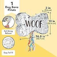 Vista 3 de BLUE PANDA Cuerda de piñata para perro con forma de hueso, pequeña, 16.8 x 10 x 3 pulgadas, lámina plateada, piñata de cumpleaños de perro