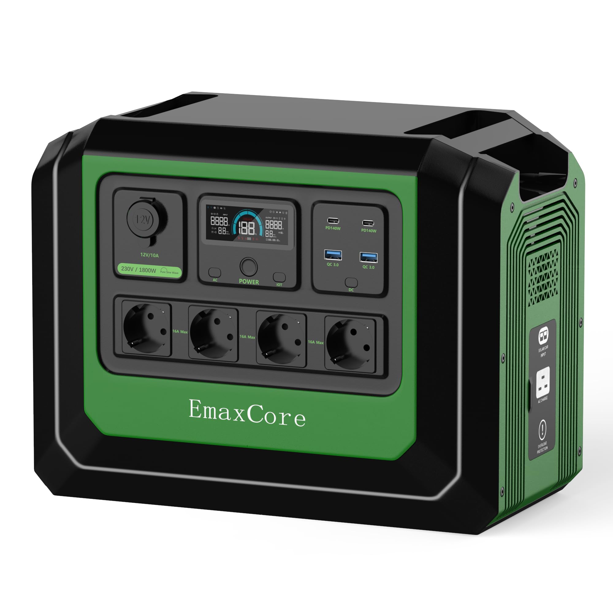 Tragbare Powerstation 1024Wh LiFePO4, 1800W Solargenerator, 230V