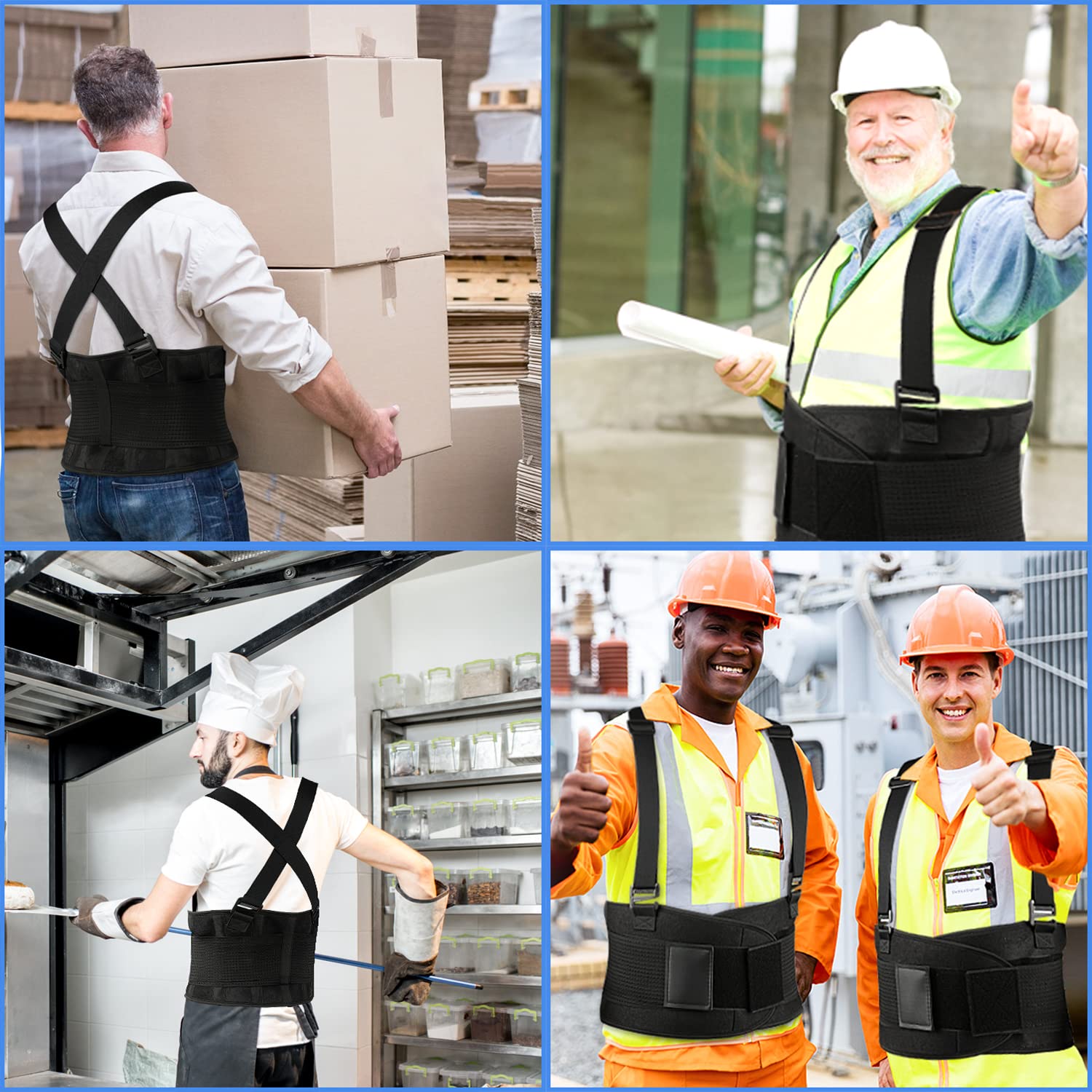 Soporte de espalda con tirantes extraíbles, cinturón de protección seguro para el dolor de espalda baja para actividades industriales para hombres y mujeres en movimiento, construcción, trabajos