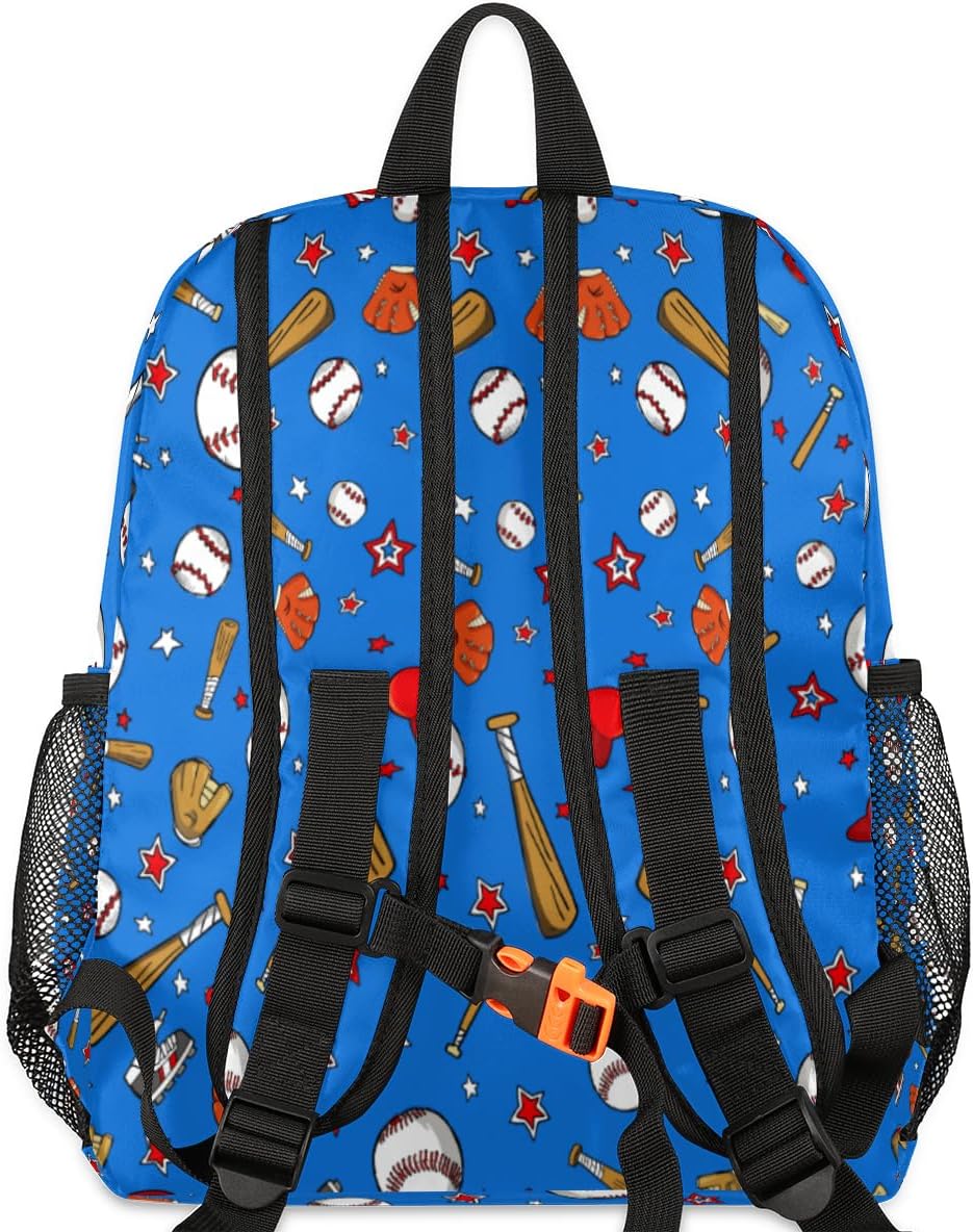 Sports Baseball Custom Name Kids Backpacks for Boys Girls 12 In, Personalized Customized Waterproof Mini Toddle Travel Backpack with Chest Buckle, Back to School Student Bookbags Casual Daypack Bag