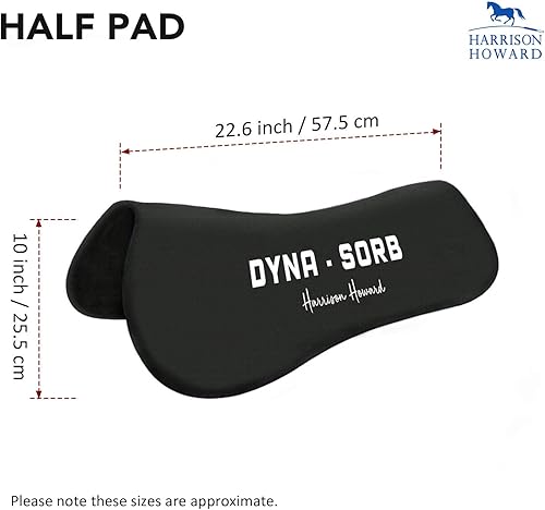Vista 5 de Harrison Howard Dyna-Sorb - Almohadilla de media silla de montar con memoria de absorción de impactos para caballo Mars Black 1