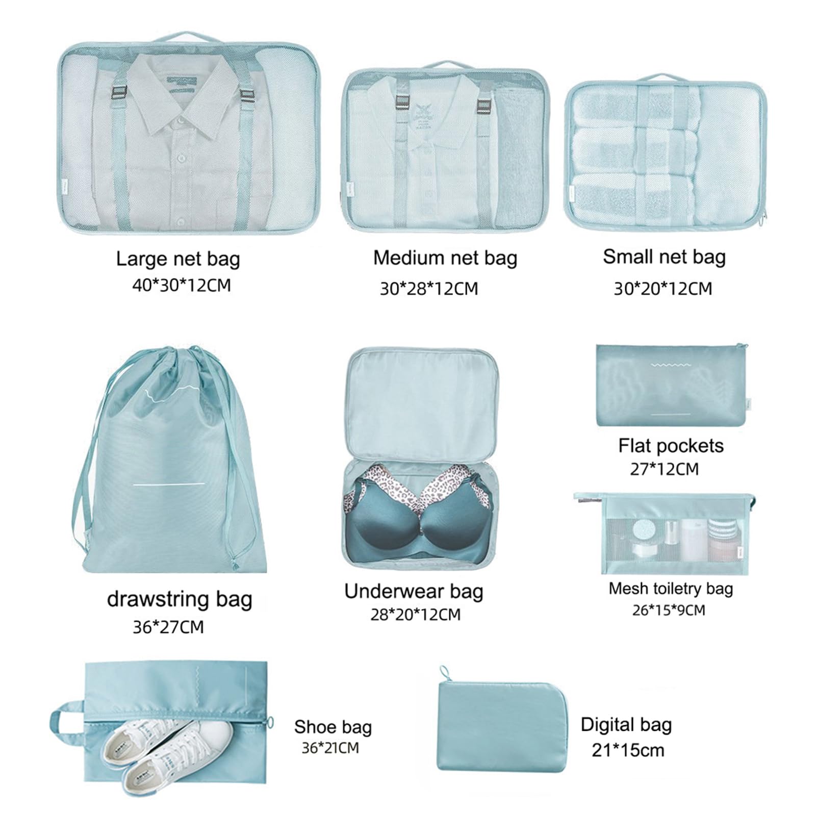 Set Di 9 Cubi Da Imballaggio Per Valigia: Organizza Vestiti, Scarpe E Accessori In Viaggio