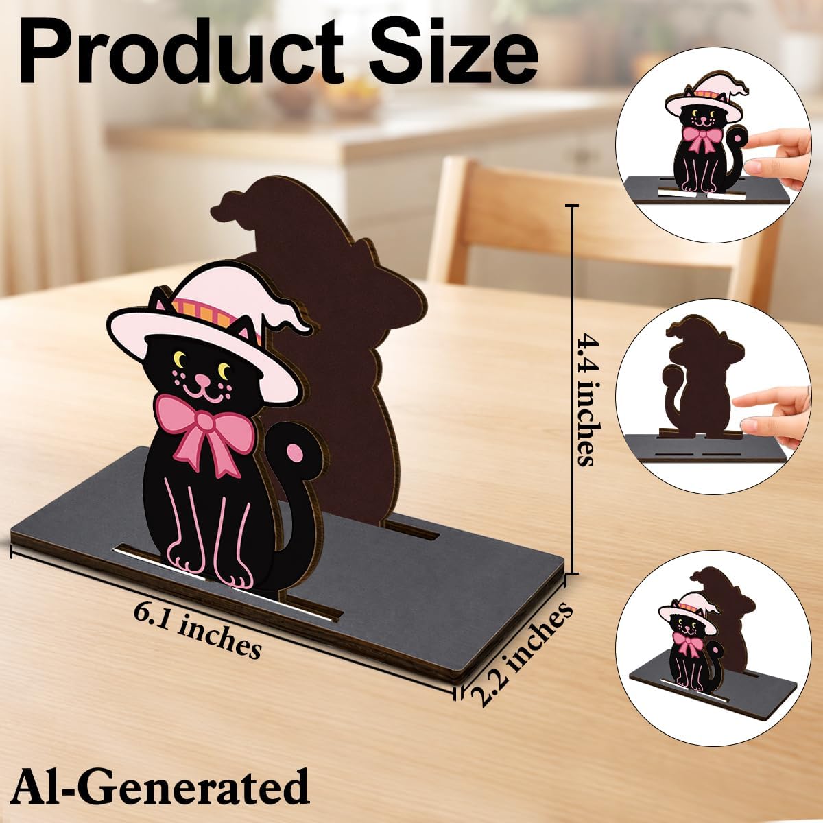 Halloween Decor Pink Witch Cat Wooden Napkin Holder for Table Coquette Witchy Cat Wood Napkin Dispenser Fall Halloween Decorations for Home Kitchen Dining Room Napkins Tissue Holder