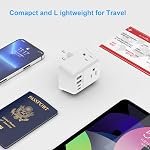 VYLEE Travel Plug Adapter, International Plug Adapter with 4 AC Outlets 4 USB Ports(2 USB C), Travel Adapter Type C Travel Essentials for US to Most Europe France Germany Italy Spain [1 Pack]