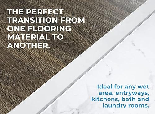 Miniatura 4 de 2 x 36 pulgadas  Umbral de mármol de ingeniería de doble biselado para transiciones de piso (blanco brillante)