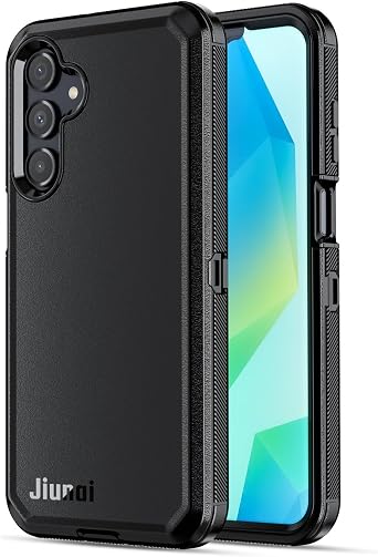 Jiunai for Samsung A16 Case, [Shockproof] [Anti-Dust] [Heavy Duty Protection] Tough Rugged Dual Layer Raised Edge Outdoor Protective Hybrid Phone Case for Samsung Galaxy A16 Black