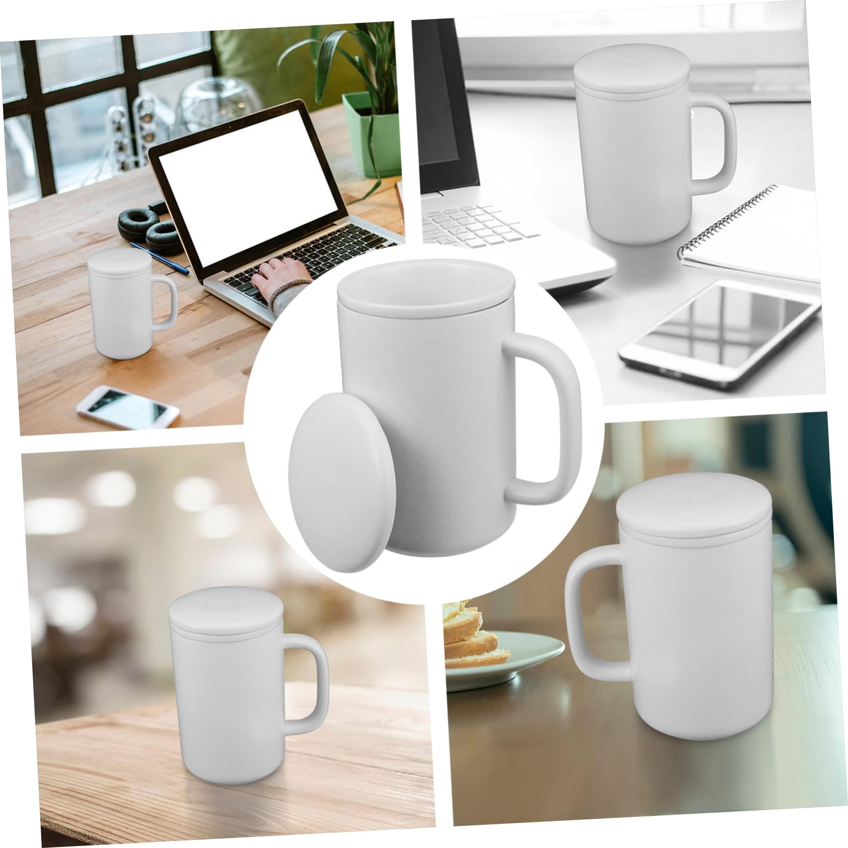 Ipetboom Keramik Teebecher Weiß mit Deckel und Teesieb, 400ml